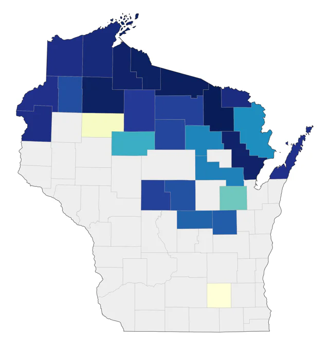 Black-backed Woodpecker county map