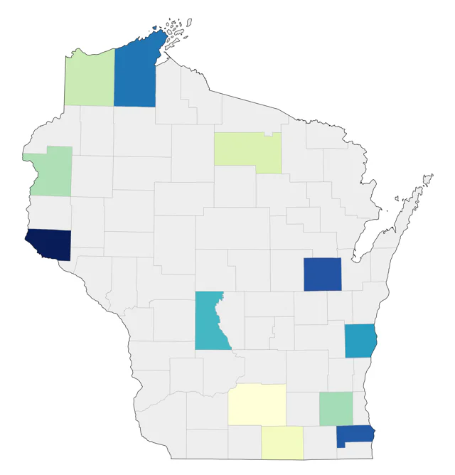 Black-headed Grosbeak county map