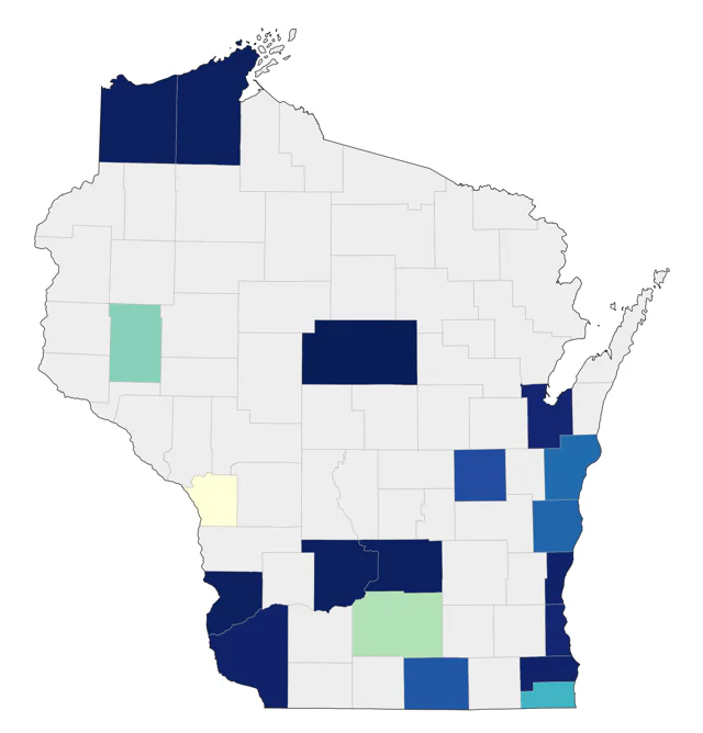 Black-legged Kittiwake county map