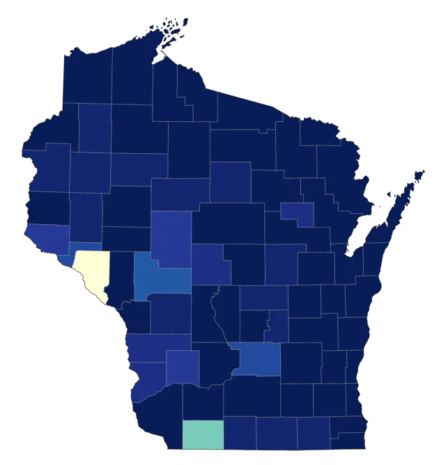 Black-throated Blue Warbler county map