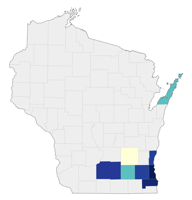 Black-throated Gray Warbler county map
