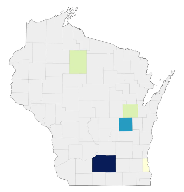 Black-throated Sparrow county map