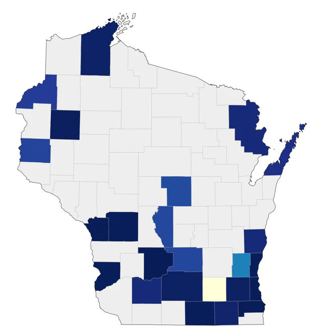 Blue Grosbeak county map