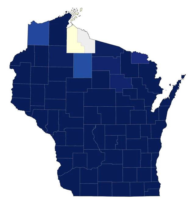 Blue-winged Warbler county map