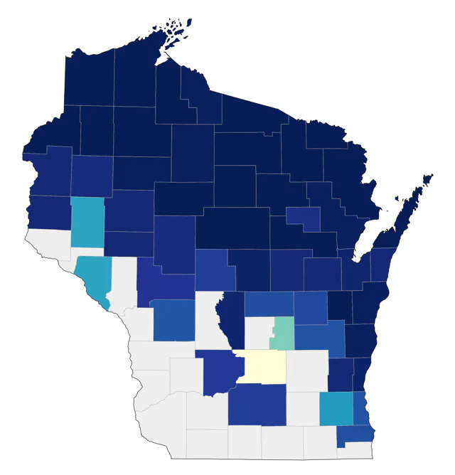Bohemian Waxwing county map