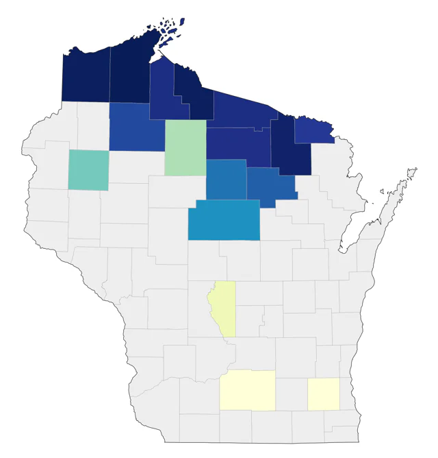 Boreal Chickadee county map