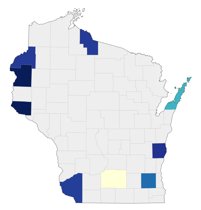 Brown Pelican county map
