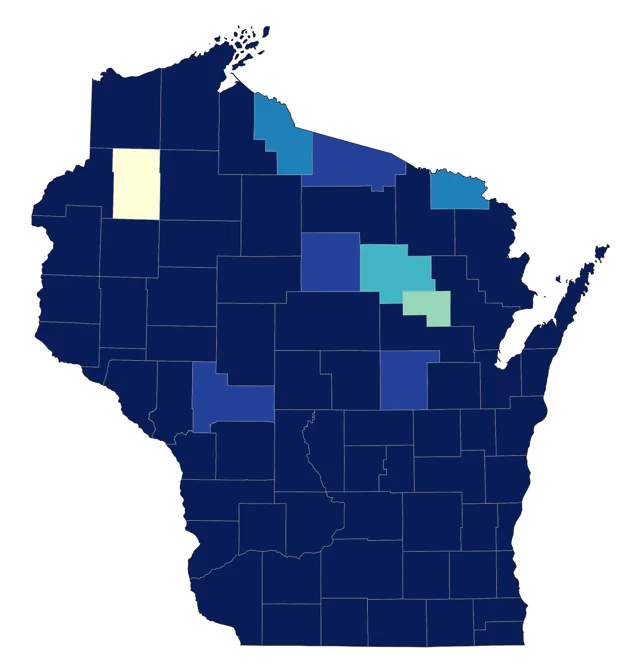 Canvasback county map