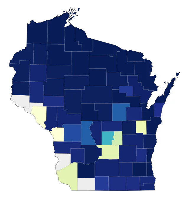 Evening Grosbeak county map