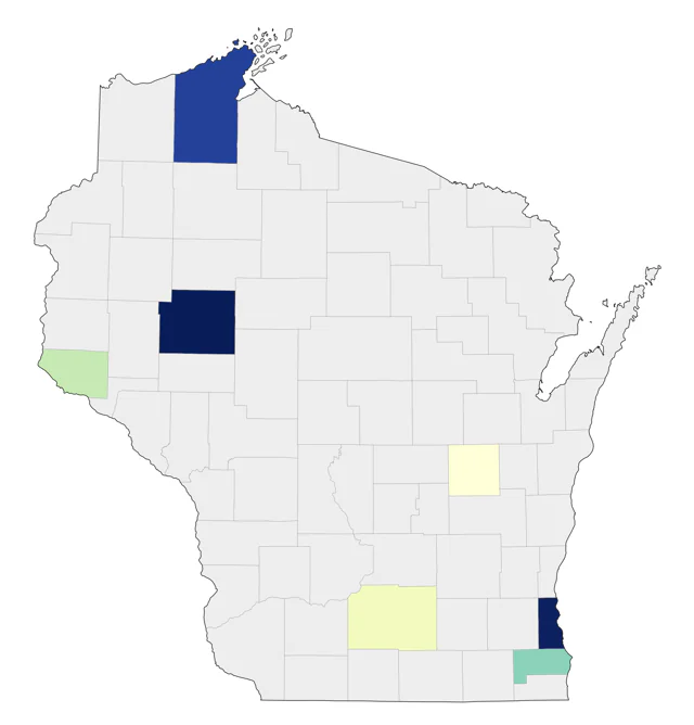 Green-tailed Towhee county map