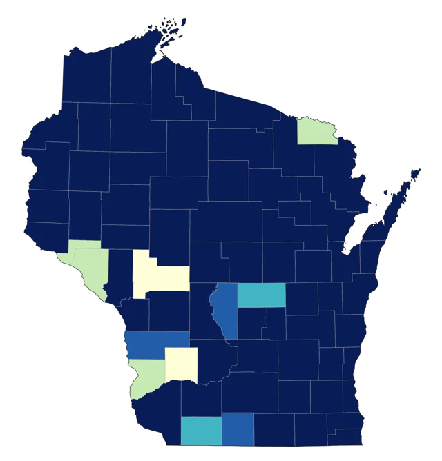 Horned Grebe county map