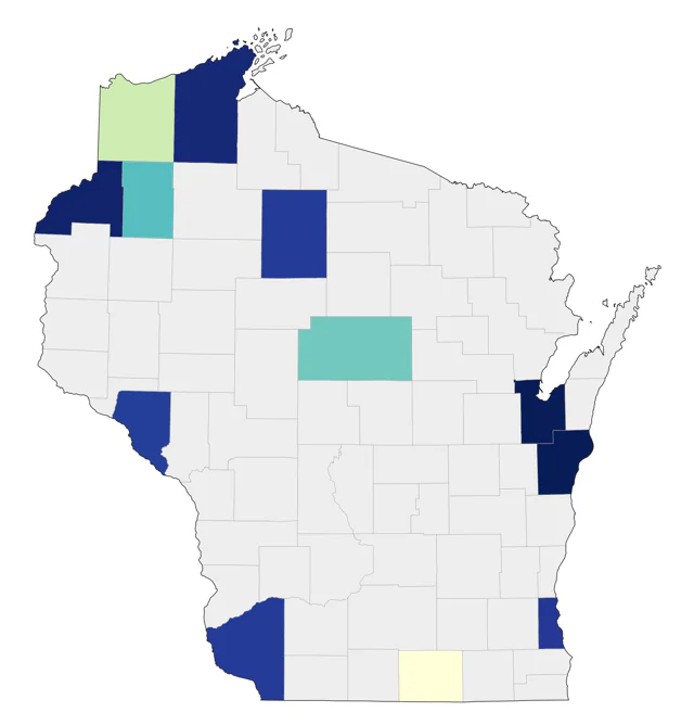 Lazuli Bunting county map