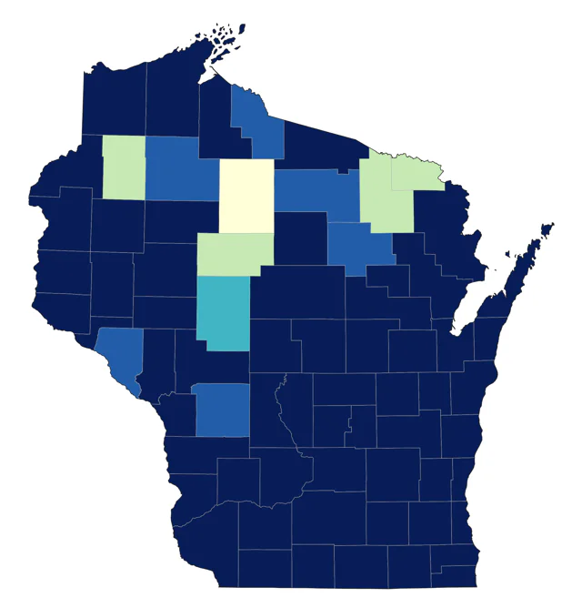 Least Sandpiper county map