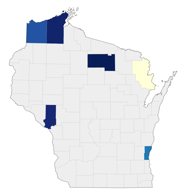 Lewis's Woodpecker county map