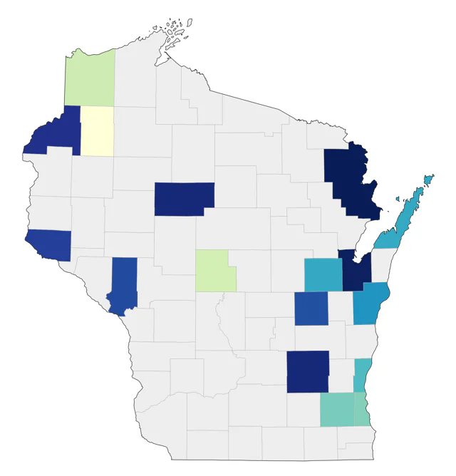 Mountain Bluebird county map
