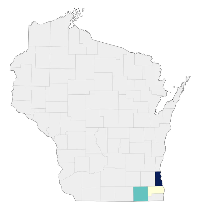 Northern Red Bishop county map