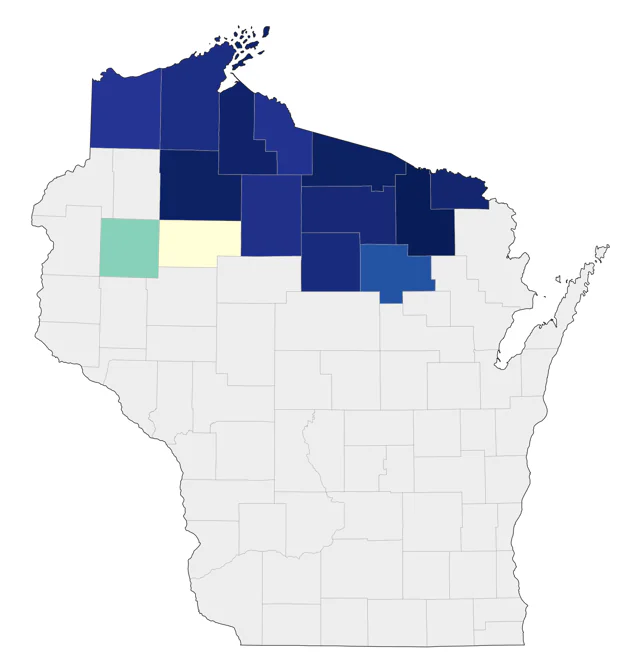 Spruce Grouse county map