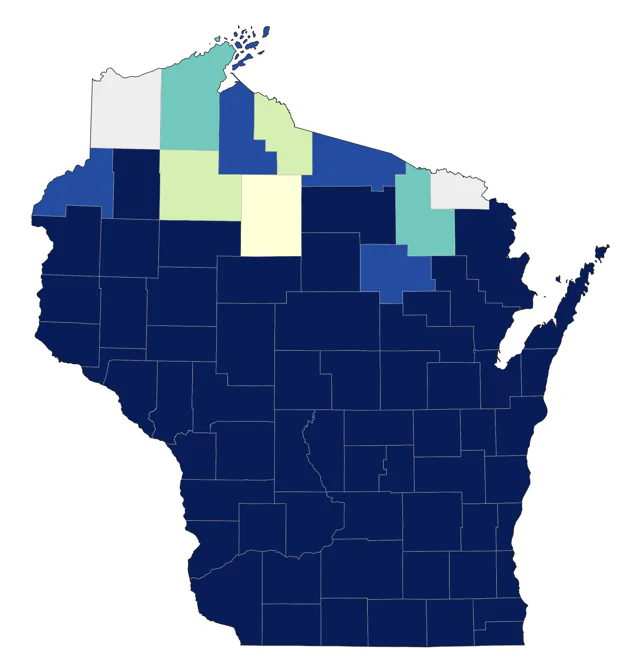 Tufted Titmouse county map