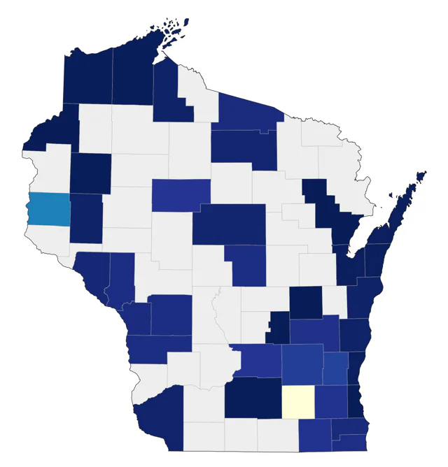 Western Grebe county map