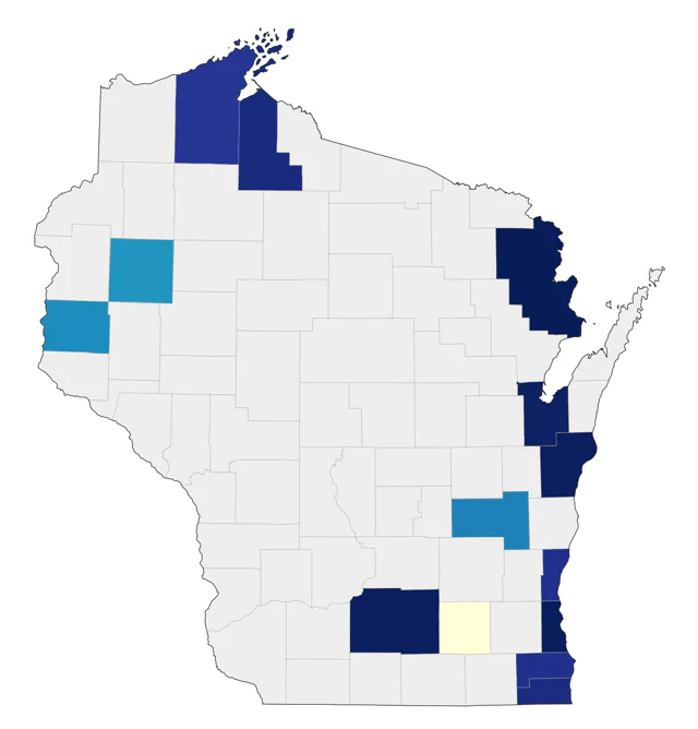 Western Sandpiper county map