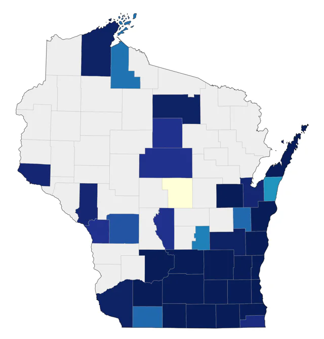 White-eyed Vireo county map