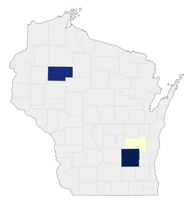 Wood Stork county map