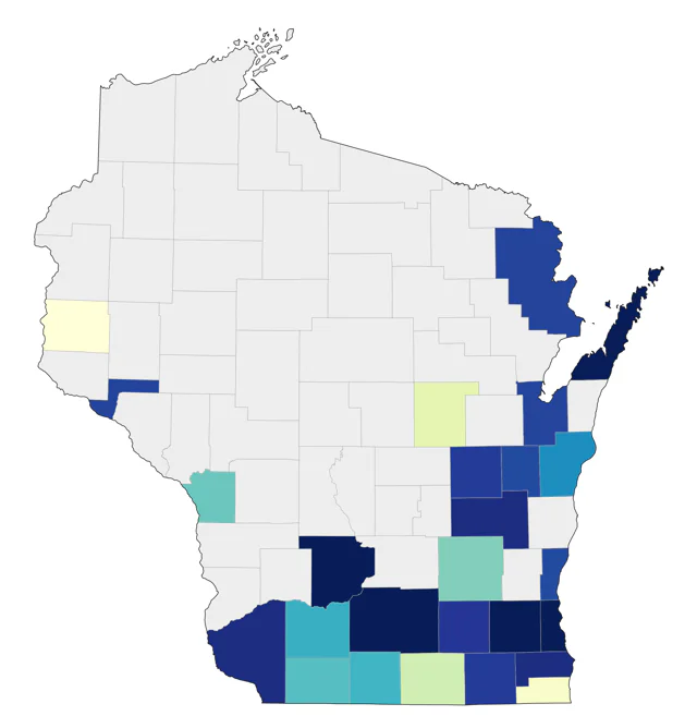 Worm-eating Warbler county map