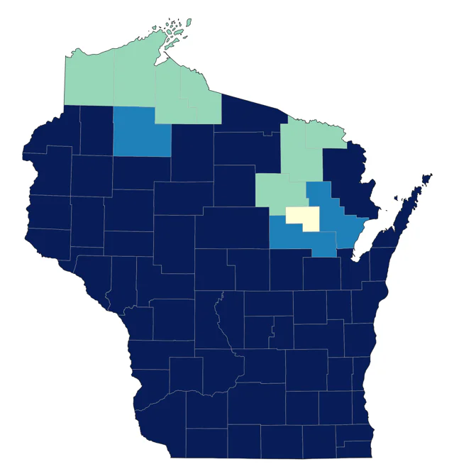 Yellow-billed Cuckoo county map