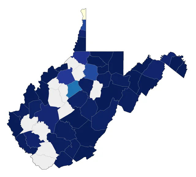 American Pipit county map