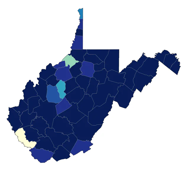 Black-throated Green Warbler county map