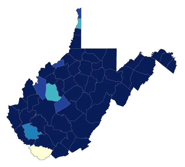 Blue-headed Vireo county map