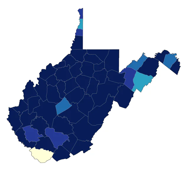 Blue-winged Warbler county map