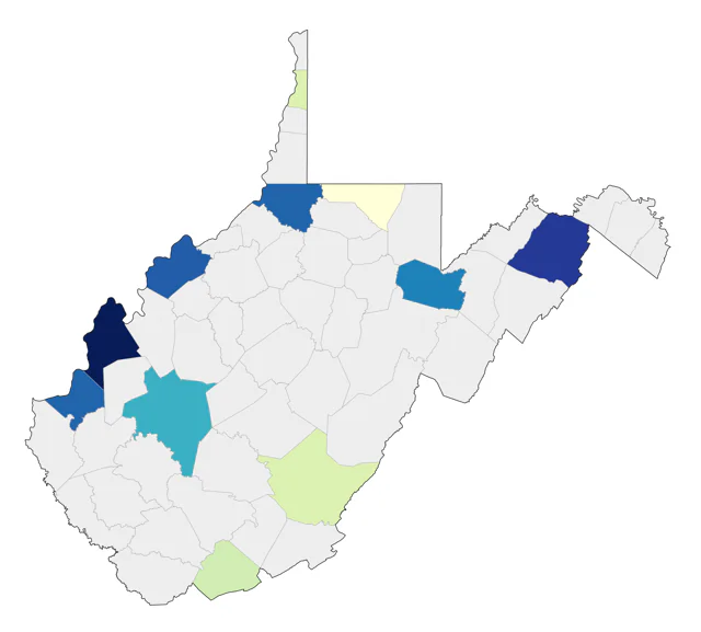 Brewer's Blackbird county map