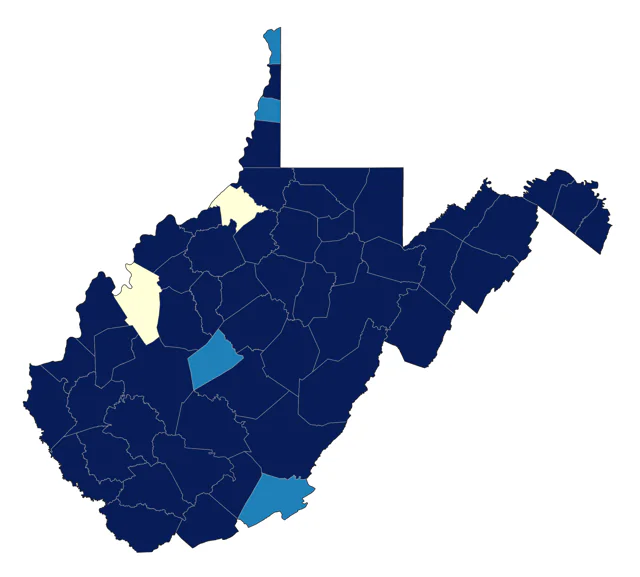 Cerulean Warbler county map