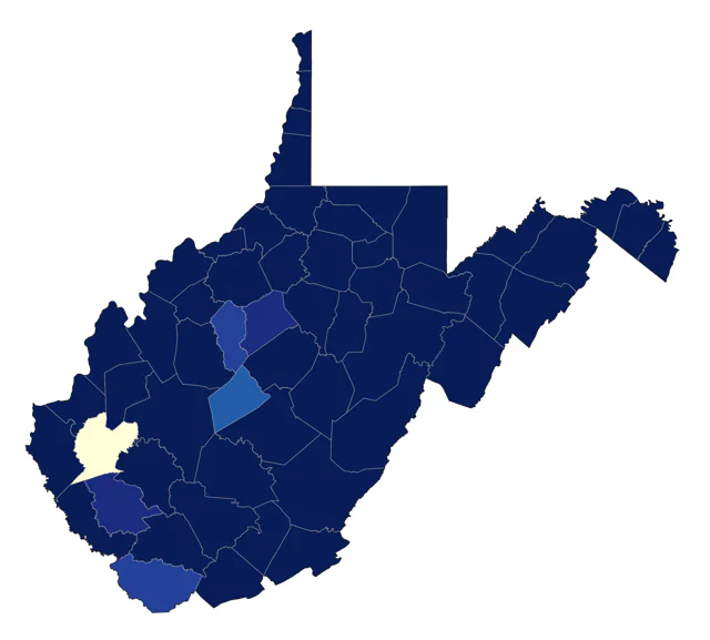 Common Merganser county map