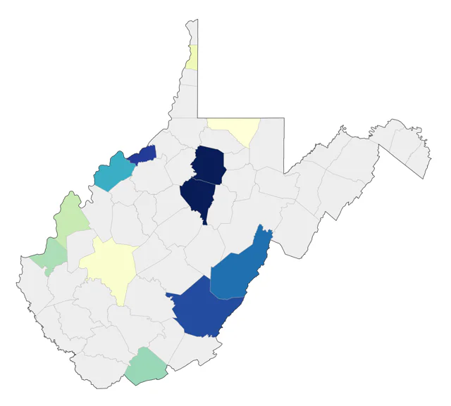 Harris's Sparrow county map