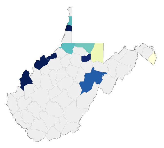 Lesser Black-backed Gull county map