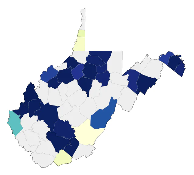 Little Blue Heron county map