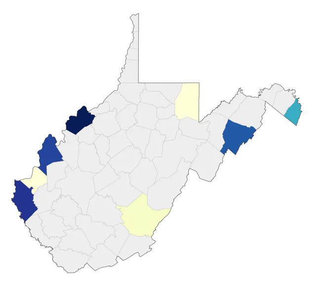 Long-billed Dowitcher county map
