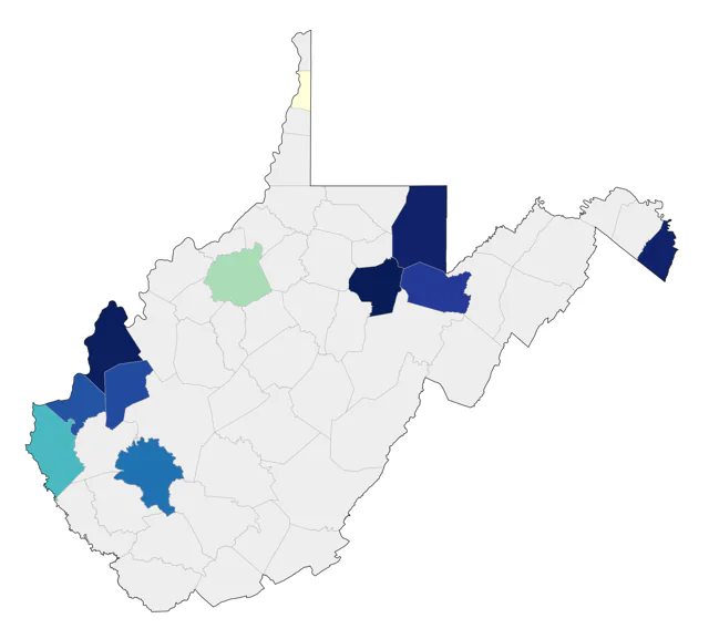 Nelson's Sparrow county map