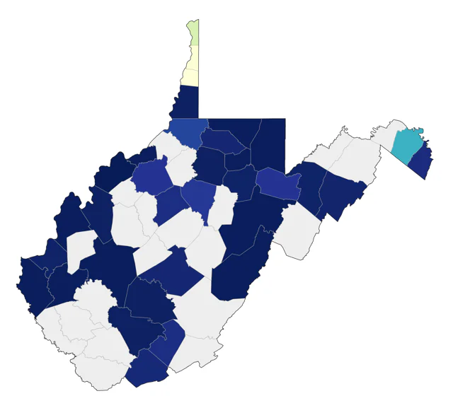 Orange-crowned Warbler county map