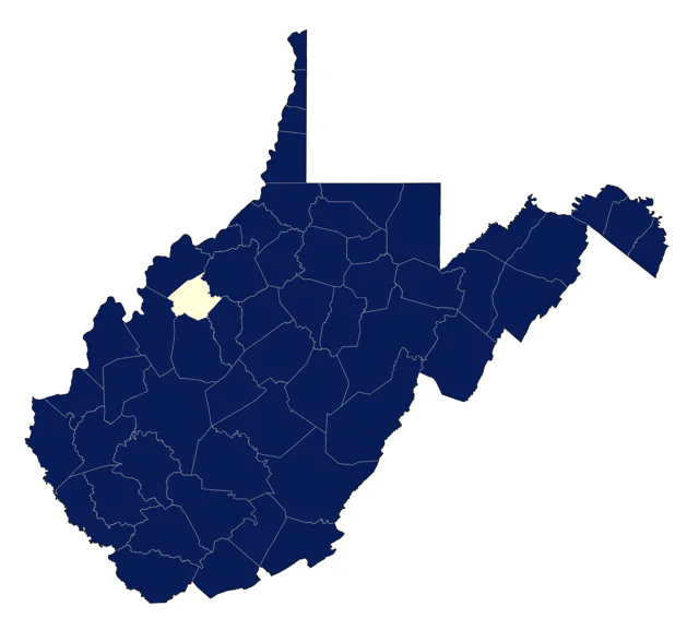 Pileated Woodpecker county map