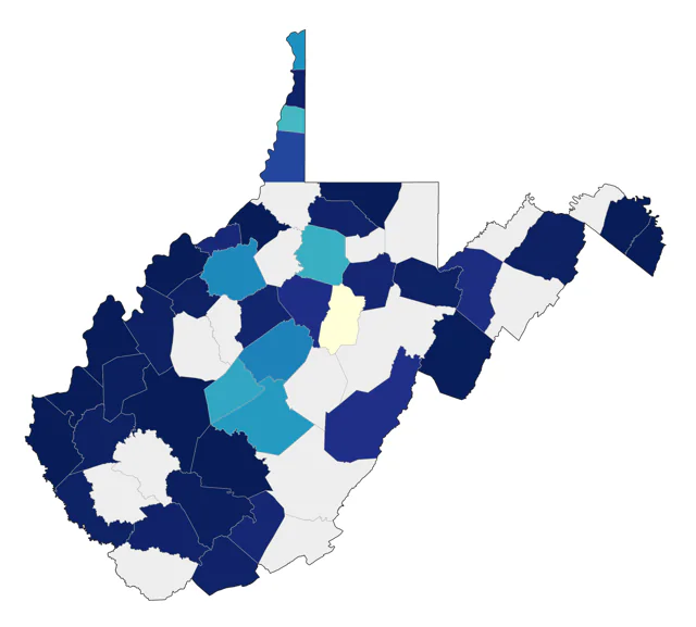 Prothonotary Warbler county map
