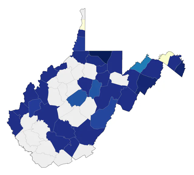 Red-necked Grebe county map