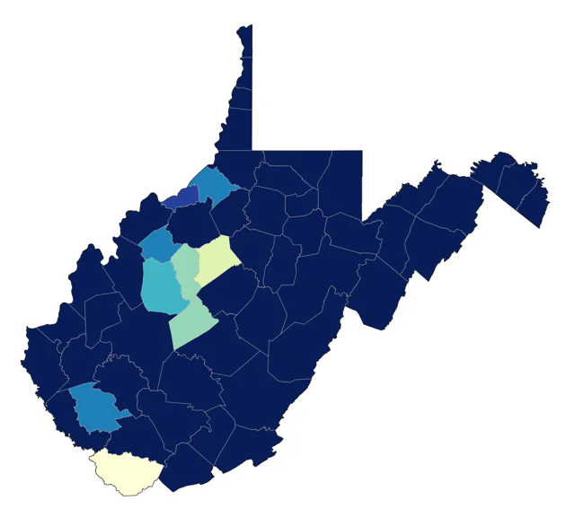 Rose-breasted Grosbeak county map