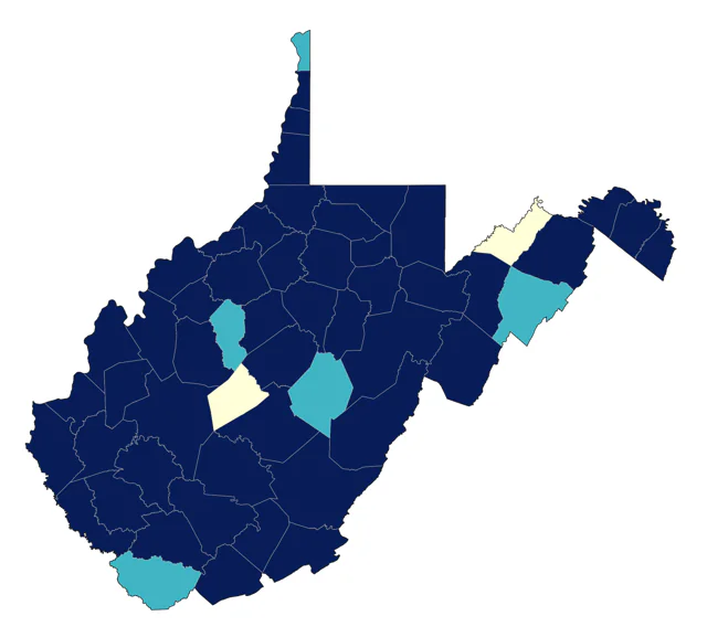 White-eyed Vireo county map