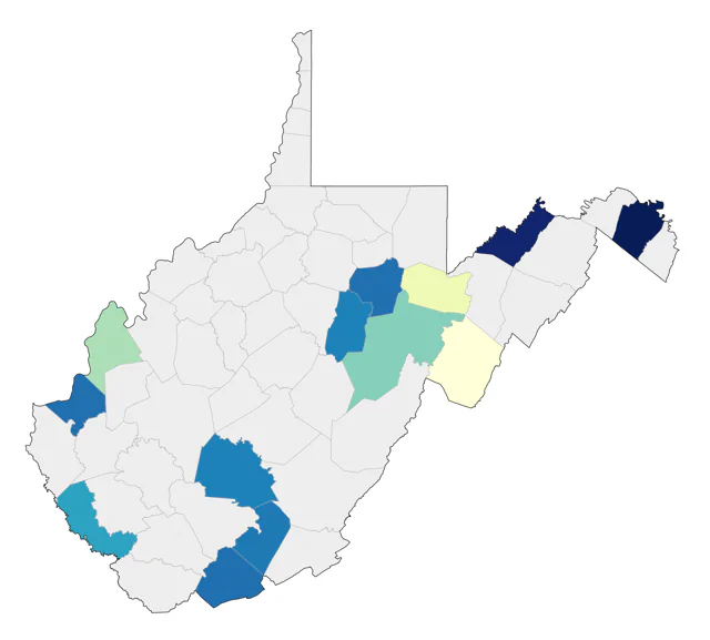 White Ibis county map