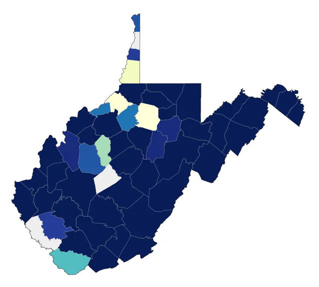 Worm-eating Warbler county map