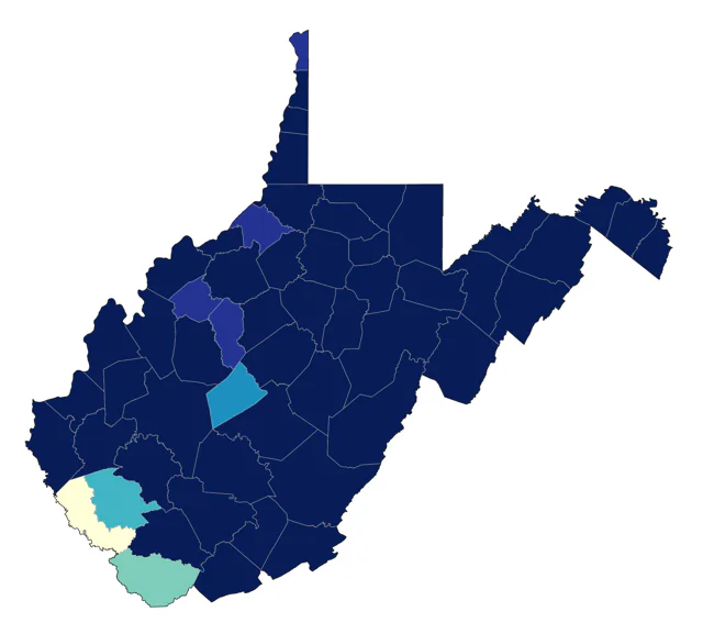 Yellow-billed Cuckoo county map