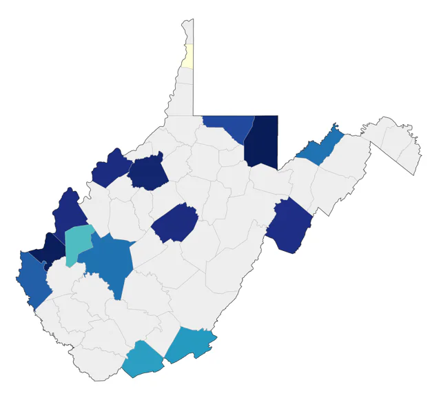 Yellow-headed Blackbird county map